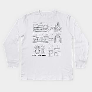 FT-17 Light Tank - WW1 Blueprint Kids Long Sleeve T-Shirt